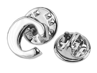 TP60-12R Silver Butterfly Back Alphabet Lapel Pin