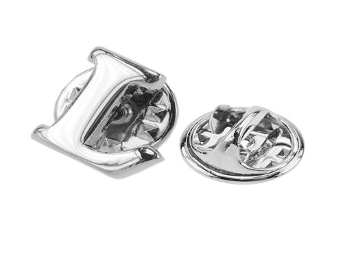 TP60-12R Silver Butterfly Back Alphabet Lapel Pin
