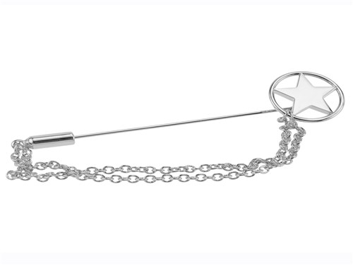 LP55-5R Silver Star Lapel Pin with Chain