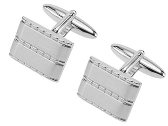 631-24R2 Conservative Silver Mens Cufflinks