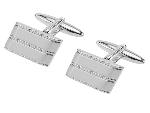 631-24R2 Conservative Silver Mens Cufflinks