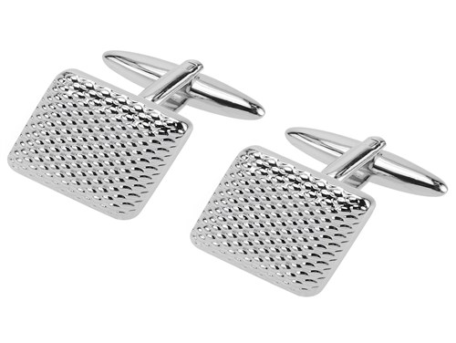 631-2R Silver Square Texture Cufflinks