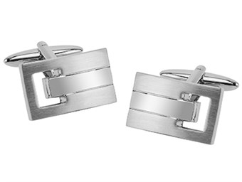 Elegant Silver Rectangular Cufflinks