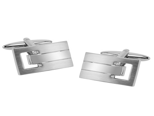 TN-1001R2 Elegant Silver Rectangular Cufflinks