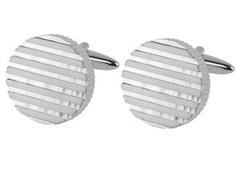 Silver Round Groove Cufflinks