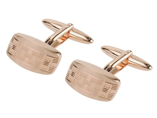 615-11R2 Rose Gold Texture Cufflinks
