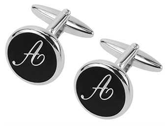 Black Enamel Initial A Cufflinks