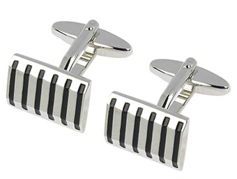 Mens Black Striped Cufflinks