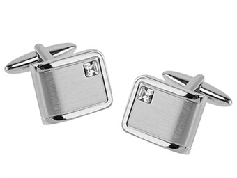 Silver Mens Crystal Cufflinks