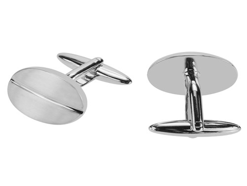 111-4R2 Shiny Brush Silver Oval Cufflinks 111-4R2 Shiny Brush Silver Oval Cufflinks