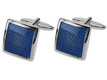 Silver Blue Enamel Cufflinks