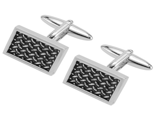630-19R Black Herringbone Cufflinks