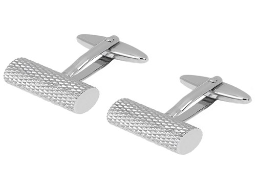 TN-672R Textured Cylinder Cufflinks Silver