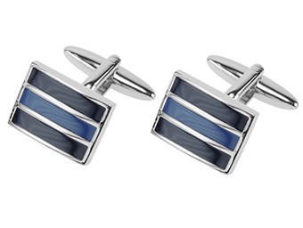 Shiny Silver Blue Tone Cufflinks