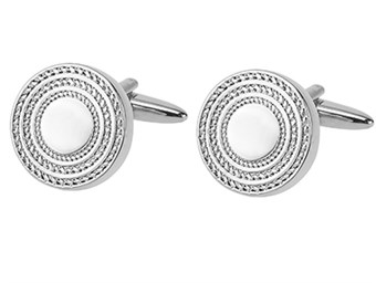 Silver Textured Round Cufflinks