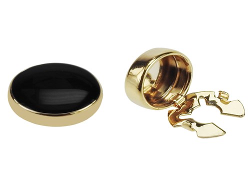 BC50-9G Gold Black Enamel Button Cover Cufflinks