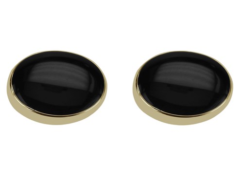 BC50-9G Gold Black Enamel Button Cover Cufflinks