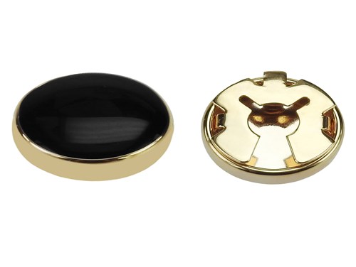 BC50-9G Gold Black Enamel Button Cover Cufflinks