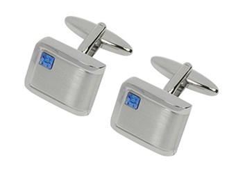 Silver Mens Crystal Cufflinks