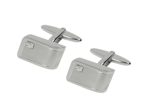 606-7R2 Silver Mens Crystal Cufflinks 606-7R2 Silver Mens Crystal Cufflinks