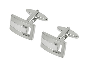 Elegant Silver Rectangular Cufflinks