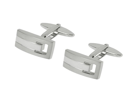 TN-1001R2 Elegant Silver Rectangular Cufflinks