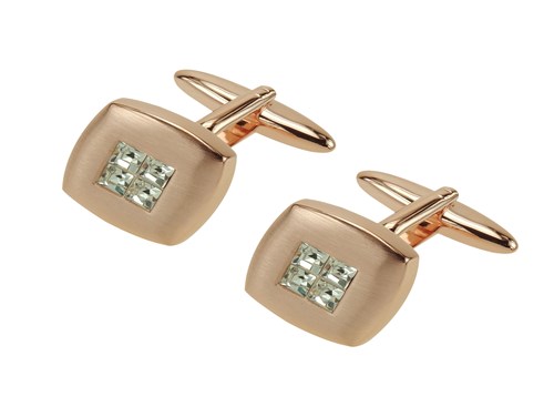 243-3Y1 Rose Gold Crystal Cufflinks