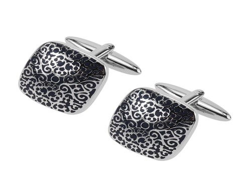 646-5R Blue Enamel Textured Cufflinks