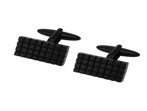 660-13E1 Rectangle Black Grid Cufflinks 660-13E1 Rectangle Black Grid Cufflinks