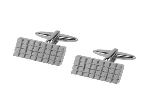 660-13E1 Rectangle Black Grid Cufflinks