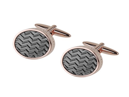 661-24GMR Round Two Tone Ripple Cufflinks 661-24GMR Round Two Tone Ripple Cufflinks