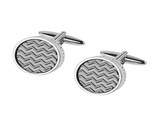 661-24GMR Round Two Tone Ripple Cufflinks