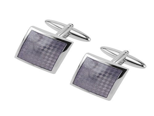 643-16R Purple Textured Frame Cufflinks