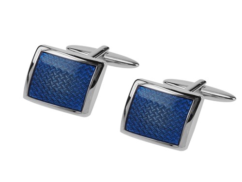 667-11R Silver Blue Enamel Cufflinks