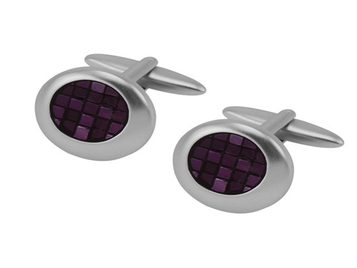 654-11R1 Matt Silver Cufflinks With Enamel 654-11R1 Matt Silver Cufflinks With Enamel
