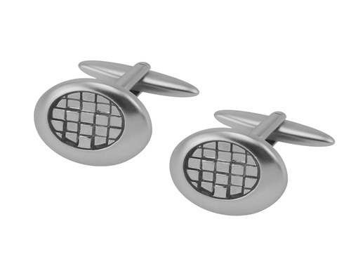 654-11R1 Matt Silver Cufflinks With Enamel
