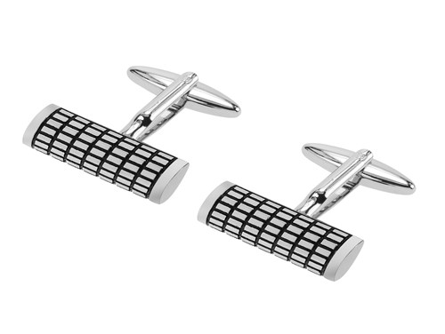 630-7R Black Enamel Cylinder Cufflinks