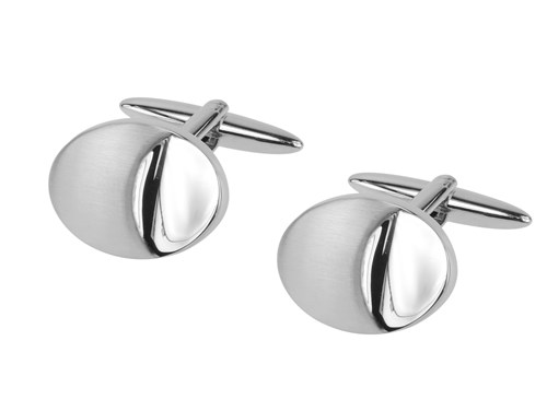 Shiny Brush Rhodium Cufflinks