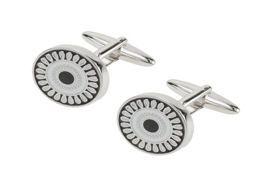 614-1R Round Colored Enamel Cufflinks
