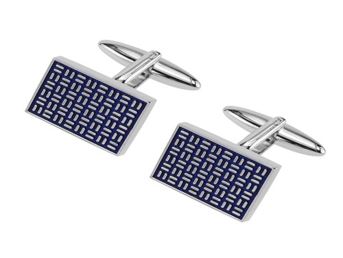 643-3R Blue Enamel Rectangle Cufflinks