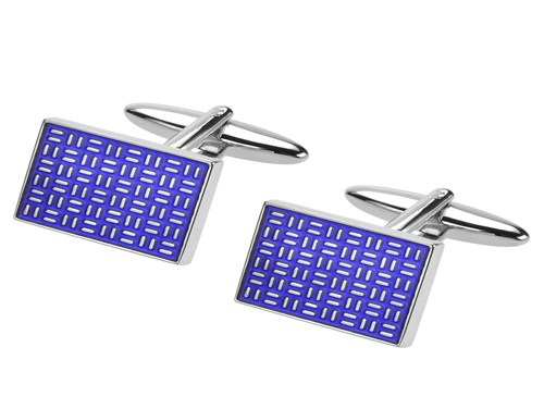 643-3R Blue Enamel Rectangle Cufflinks