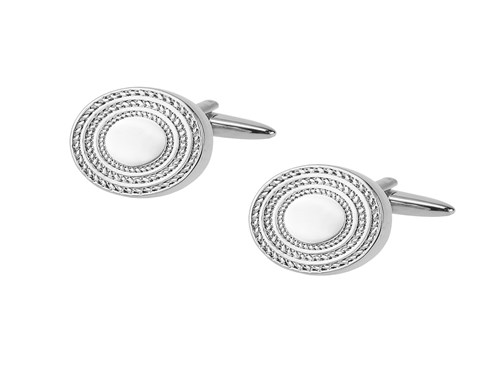 669-2R Silver Textured Round Cufflinks