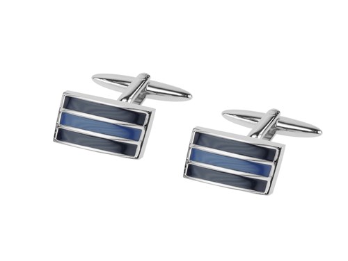 657-3R Shiny Silver Blue Tone Cufflinks 657-3R Shiny Silver Blue Tone Cufflinks
