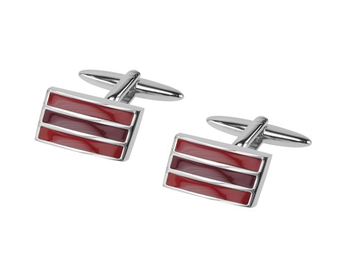 657-3R Shiny Silver Blue Tone Cufflinks