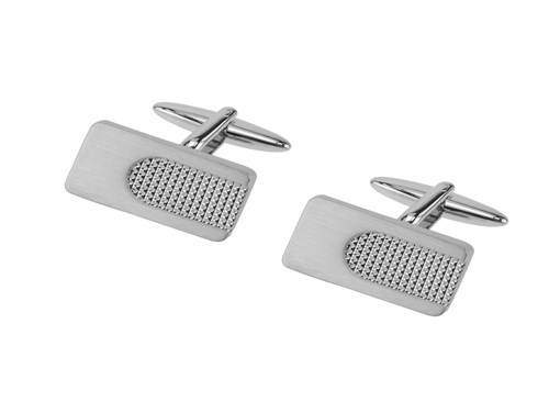 651-12R2 Silver Tone Rectangle Cufflinks