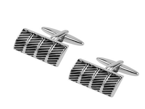 647-7R Mens Trendy Black Epoxy Cufflinks