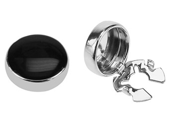 BC50-9R Silver Black Enamel Button Covers