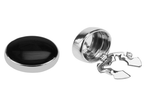 BC50-9R Silver Black Enamel Button Covers