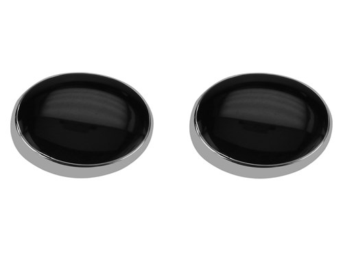 BC50-9R Silver Black Enamel Button Covers