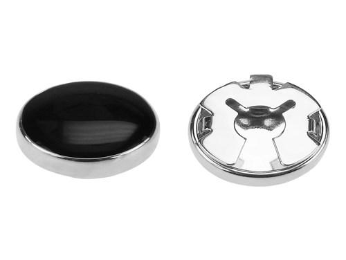 BC50-9R Silver Black Enamel Button Covers